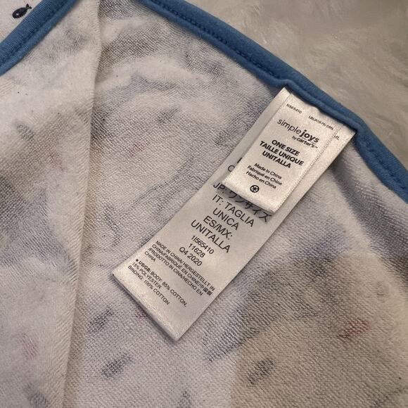 Simple Joys Carter Blue Trim White Gray Shark Fish Baby Security Lovey Blanket - Picture 3 of 4